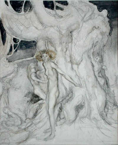 ウッドニンフ（水彩・鉛筆・紙 作： Arthur Rackham