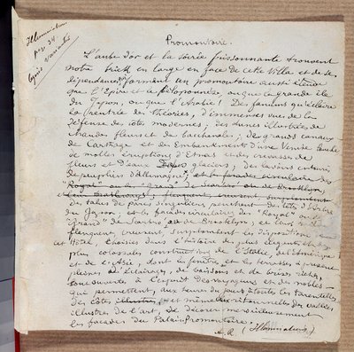 アルチュール・ランボーの詩「Promonttoire」の手稿 作： Arthur Rimbaud