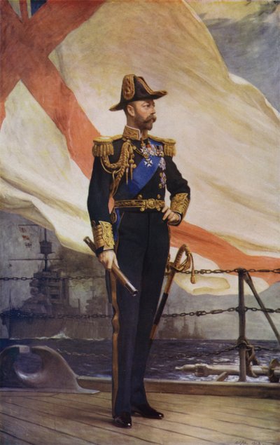 海軍服を着たジョージ5世（カラーリトグラフ 作： Arthur Stockdale Cope