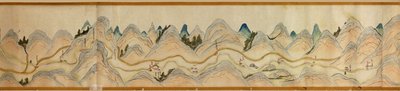 16,000。 提供されます。 北を右に向けます。 絵で示されているレリーフ。 鳥瞰図。 山西省宝鶏西安の濰河から山西四川国境の蜀道まで。 集落、休憩所、駅、旅館、寺院、峠、城壁を表示 作： Arthur W. Hummel