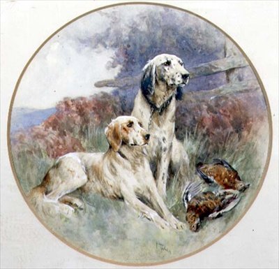 ライチョウのブレースを守るセッターのペア 作： Arthur Wardle