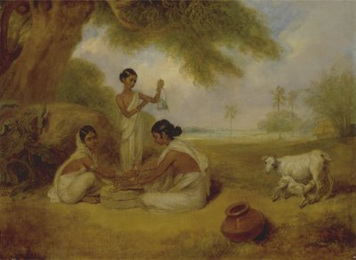 とうもろこしの粉砕、1792-95年頃（キャンバスに油彩） 作： Arthur William Devis