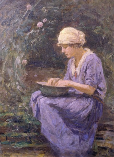 職場の少女（キャンバスに油彩） 作： Arthur Winter Shaw