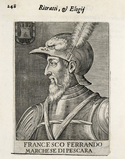 AVALOS, Fernando Francisco (1490-1546)。スペインの将軍。キシログラフィ。スペイン.マドリッド（自治州）.マドリード.国立図書館 作： Artist Unknown