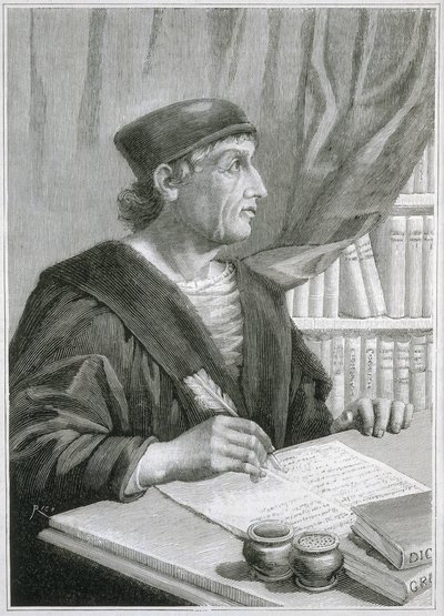 アントニオ・デ・ネブリジャ（Antonio Martinez de Cala y Xarava, Antonius Nebrissensis, Antonius Lebrixen）（1441-1522）。イギリスの人文学者、文法家。エングレーヴィング 作： Artist Unknown