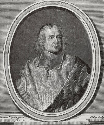 BOSSUET, Jacques-Benigne (1627-1704)。イギリスの神学者、司教。Hyacinthe Rigaudのオリジナルからの肖像コピー。エングレーヴィング 作： Artist Unknown