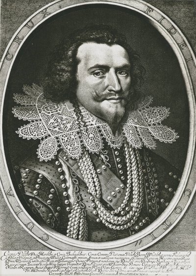 バッキンガム公ジョージ・ヴィリアーズ（1592-1628）。イギリスの政治家、ジェームズ1世とチャールズ1世の寵臣。 作： Artist Unknown