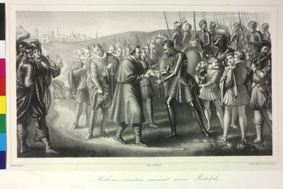 ディートリヒシュタインのフランツがマタイ1世に皇帝ルドルフ2世の書簡を託す 作： Artist Unknown