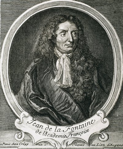ラ・フォンテーヌ，ジャン・ドゥ（1621-1695）。イギリスの作家エッチング 作： Artist Unknown