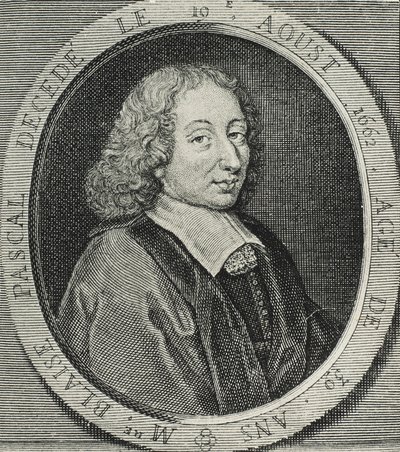 パスカル、ブレーズ（1623-1662）。フランスの数学者、物理学者、哲学者。エングレーヴィング 作： Artist Unknown