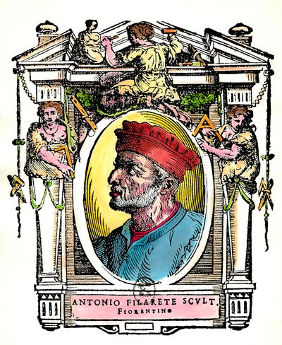 アントニオ・フィラレーテ（アントニオ・ディ・ピエトロ・アヴェルリーノまたはアヴェルリーノ）、フィレンツェの彫刻家の肖像（エングレーヴィング） 作： Artist Unknown