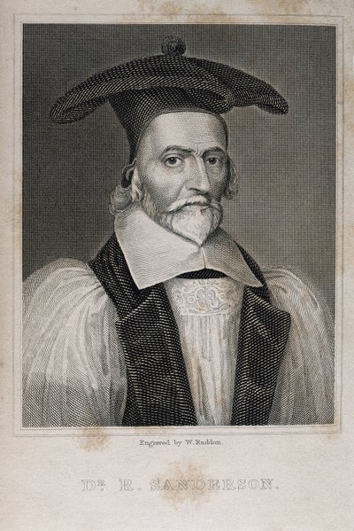 サンダーソン、ロバート（1587-1663）。イギリスの神学者、詭弁家。エングレーヴィング。 作： Artist Unknown