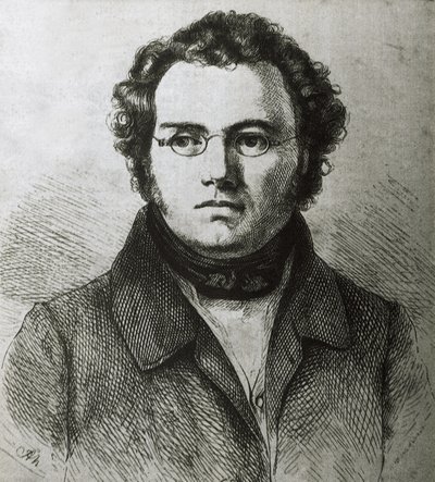 シューベルト，フランツ（1797-1828）。オーストリアのロマン派作曲家。エッチング 作： Artist Unknown
