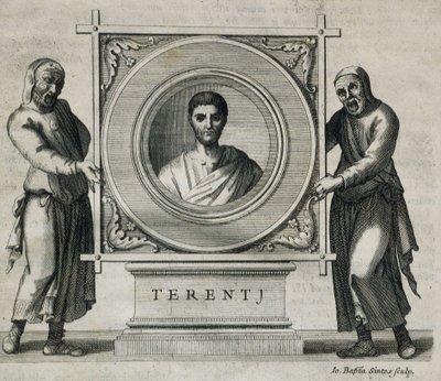TERENCE, Publius Terentius Afer（前190-154）。ローマ共和国時代の劇作家。エングレーヴィング。1736.エングレーヴィング 作： Artist Unknown