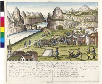 祖国を守ろうとする忠実なチロル人の熱意 - フィンシュテルムエンツ峠 作： Artist Unknown