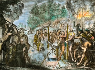 1646年2月、アメリカのインディアンの間で司祭が殉教した。 作： Artist Unknown