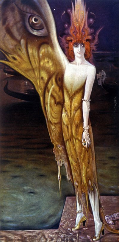 アルトゥーロ・マルティーニ (1885-1947) による、1912 年のマルケサ (マルキーズ) ルイーザ・カサーティ (1881-1957) の肖像。 作： Arturo Martini