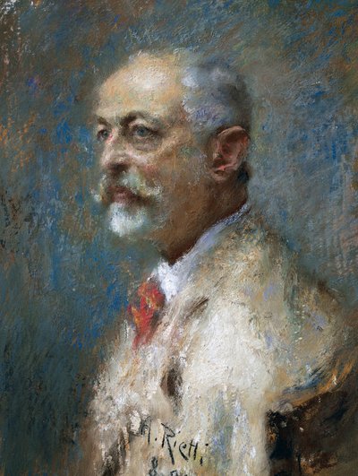 イタリアの彫刻家ジュゼッペ・サルトリオ(1844-1922)の肖像、アルトゥーロ・リエッティ(1863-1943)作、油彩・キャンバス。イタリア、20世紀 作： Arturo Rietti