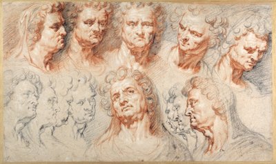 Head Studies（紙にカラーチョークで描いたもの 作： Artus I (attr. to) Quellinus