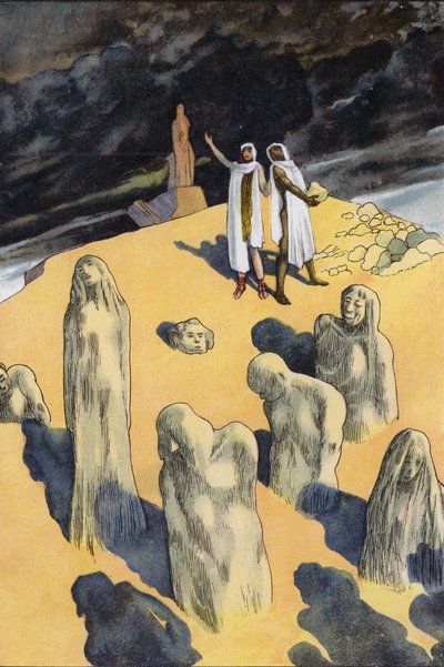 粘土から人間を生み出すプロメテウス（カラーリトグラフ 作： Artus Scheiner