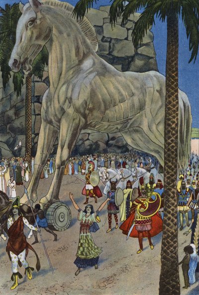 トロイの木馬」（カラーリトグラフ 作： Artus Scheiner