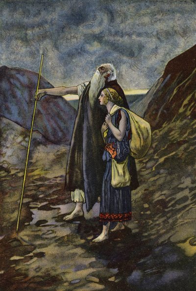 娘のアンティゴネに率いられている盲目のオイディプス 作： Artus Scheiner