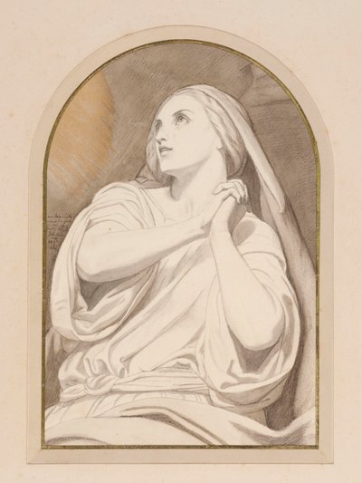 恍惚のマグダラのマリア 1858年頃 （紙に鉛筆、クレヨン、水彩、水彩、インク） 作： Ary Scheffer