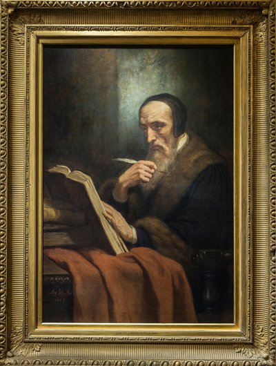 ジョン・カルヴァン（Jean Cauvin）の肖像 - アーリー・シェファー（1795-1858）の絵 プロテスタント宗教改革（1509-1564）におけるフランスの作家、神学者、牧師。 作： Ary Scheffer