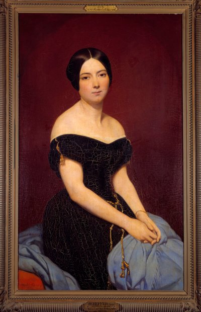 エドモン・カイヤール夫人（旧シピエール）の肖像 アリー・シェフェール（1795-1858）の絵画 1842年 日。1,18x0,74 m パリ、カルナヴァレ美術館 作： Ary Scheffer