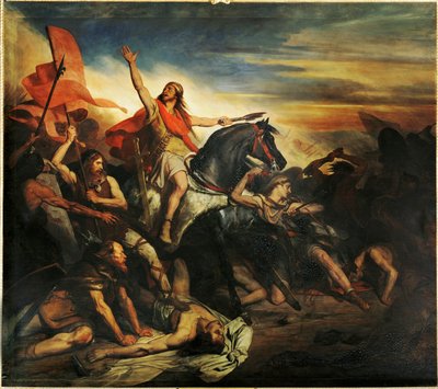 アラム人とジークベルトのフランク人とのトルビアックの戦い...（キャンバスに描かれた絵） 作： Ary Scheffer