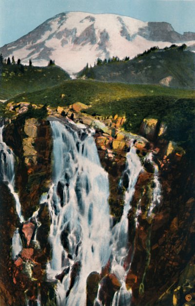 マートル滝とレーニア山、c1916 作： Asahel Curtis