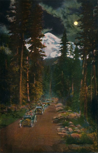 ワシントン州マウントレーニア国立公園からの道路、c1916 作： Asahel Curtis