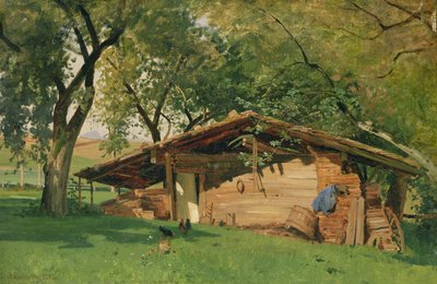 キーム湖の小屋、1872年（カードに油彩） 作： Ascan Lutteroth