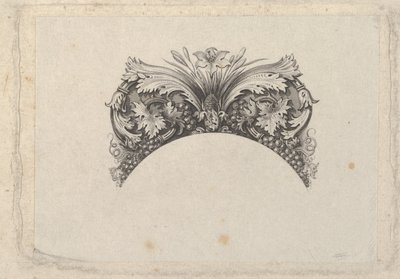紙幣用のアーチ型フレーム要素、アカンサスとつるの葉、ユリとブドウ... 1824-37。 作： Asher Brown Durand.