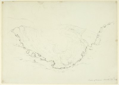 山のカルデラベスビオ、ナポリ、イタリア、1841年（紙に黒鉛） 作： Asher Brown Durand