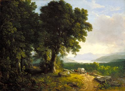 幌馬車のある風景（キャンバスに油彩） 作： Asher Brown Durand