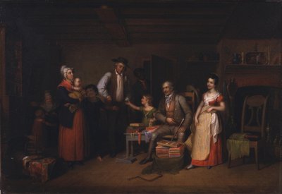 商品を陳列する行商人 作： Asher Brown Durand