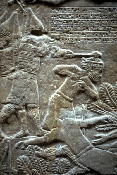 ティルトゥバの戦いでのアシュルバニパル、紀元前650〜620年 作： Assyrian