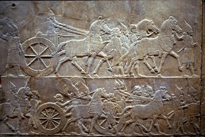 ティルトゥバの戦いでのアシュルバニパル、紀元前650〜620年 作： Assyrian
