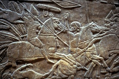 ティルトゥバの戦いでのアシュルバニパル、紀元前650〜620年 作： Assyrian