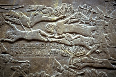 ティルトゥバの戦いでのアシュルバニパル、紀元前650〜620年 作： Assyrian