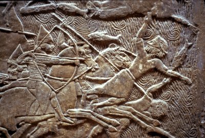 ティルトゥバの戦いでのアシュルバニパル、紀元前650〜620年 作： Assyrian