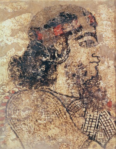 シリアのテルアフマール出身のひげを生やした男性の頭 作： Assyrian