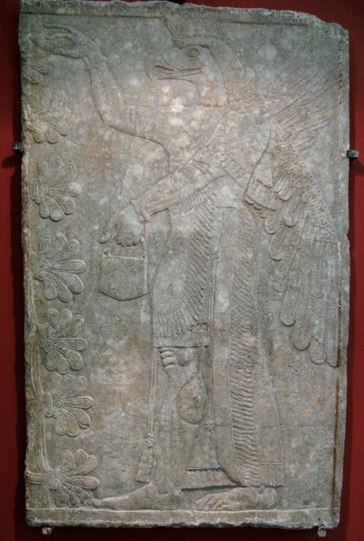 紀元前 9 世紀、ニムルドのカルフにあるアシュルナシルパル 2 世の宮殿のレリーフ。 作： Assyrian Art.