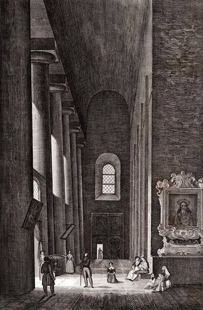 シラキュース、シチリア、イタリアのマリア・サンティッシマ大聖堂の側通路、銅版画、19x29 cm 頃 作： Attilio Zuccagni Orlandini