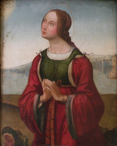 フランス語：Sainte Marguerite en prière 祈る聖マーガレット 作： ロレンツォ・コスタによる