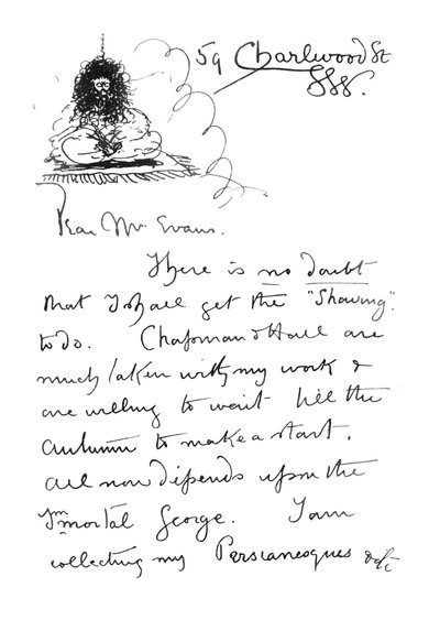 フレデリックエヴァンス宛の直筆の手紙の最初のページ、1893年 作： Aubrey Beardsley