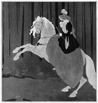 飼育馬に乗っている女性、1898年。 作： Aubrey Beardsley