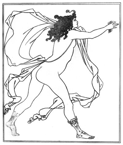 ダフネを追うアポロ（ペン＆インク 作： Aubrey Beardsley