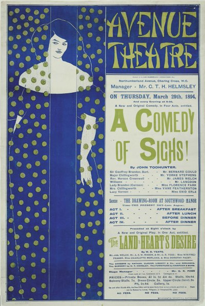 アベニューシアター、ため息のコメディ！ポスター、1894 作： Aubrey Beardsley